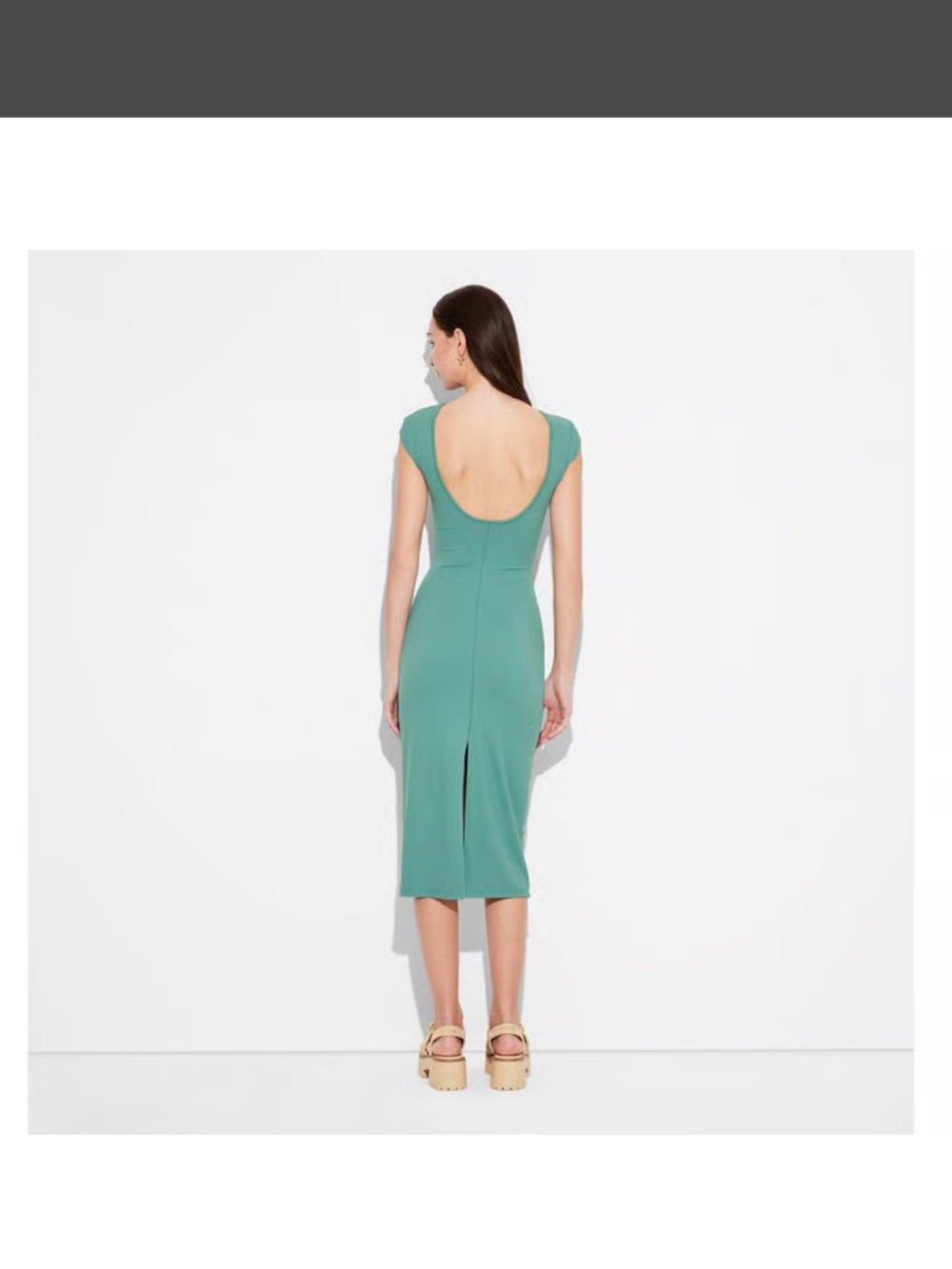 Wild Fable Ribbed Cap Sleeve Midi Dress in Teal - Picture 2 of 9